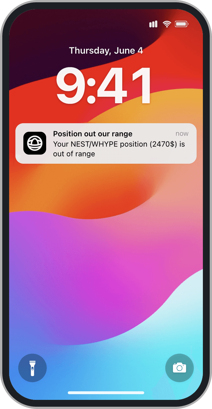 Out-of-range alert notification on a phone lock screen